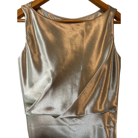 Nili Lotan Anne Gold Satin Midi Dress Size 4 Holiday Cocktail Party Elegant - Picture 5 of 15